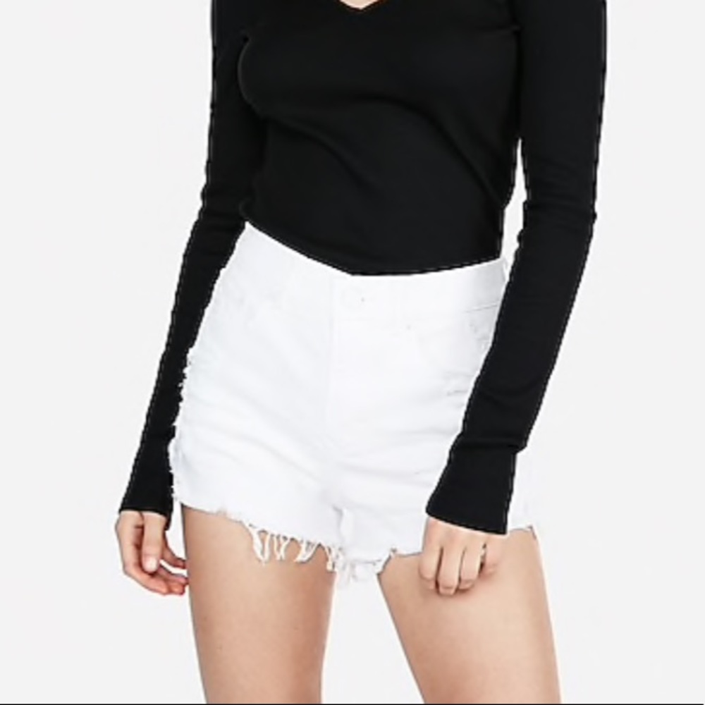 Express High Waist Flip Hem Denim Shortie
